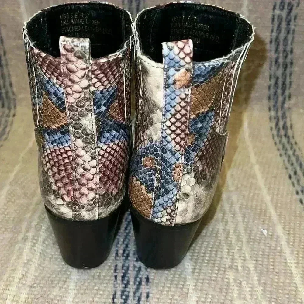 A Rider Girl Snake Print Ankle Boots - Picture 3 of 8
